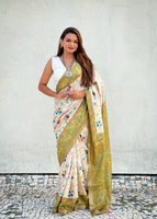 Pista Green Silk Blend Kalamkari Printed Saree