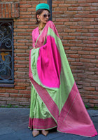 Pista Green Silk Saree with Jacquard Woven Work