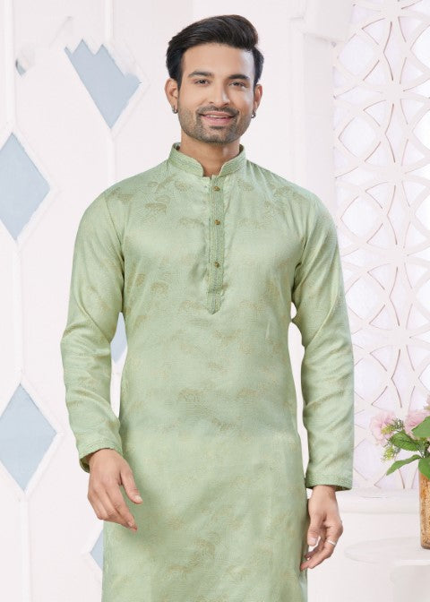 Pista Jacquard Silk Pintex Jacquard Ethnic Festive Kurta Pajama