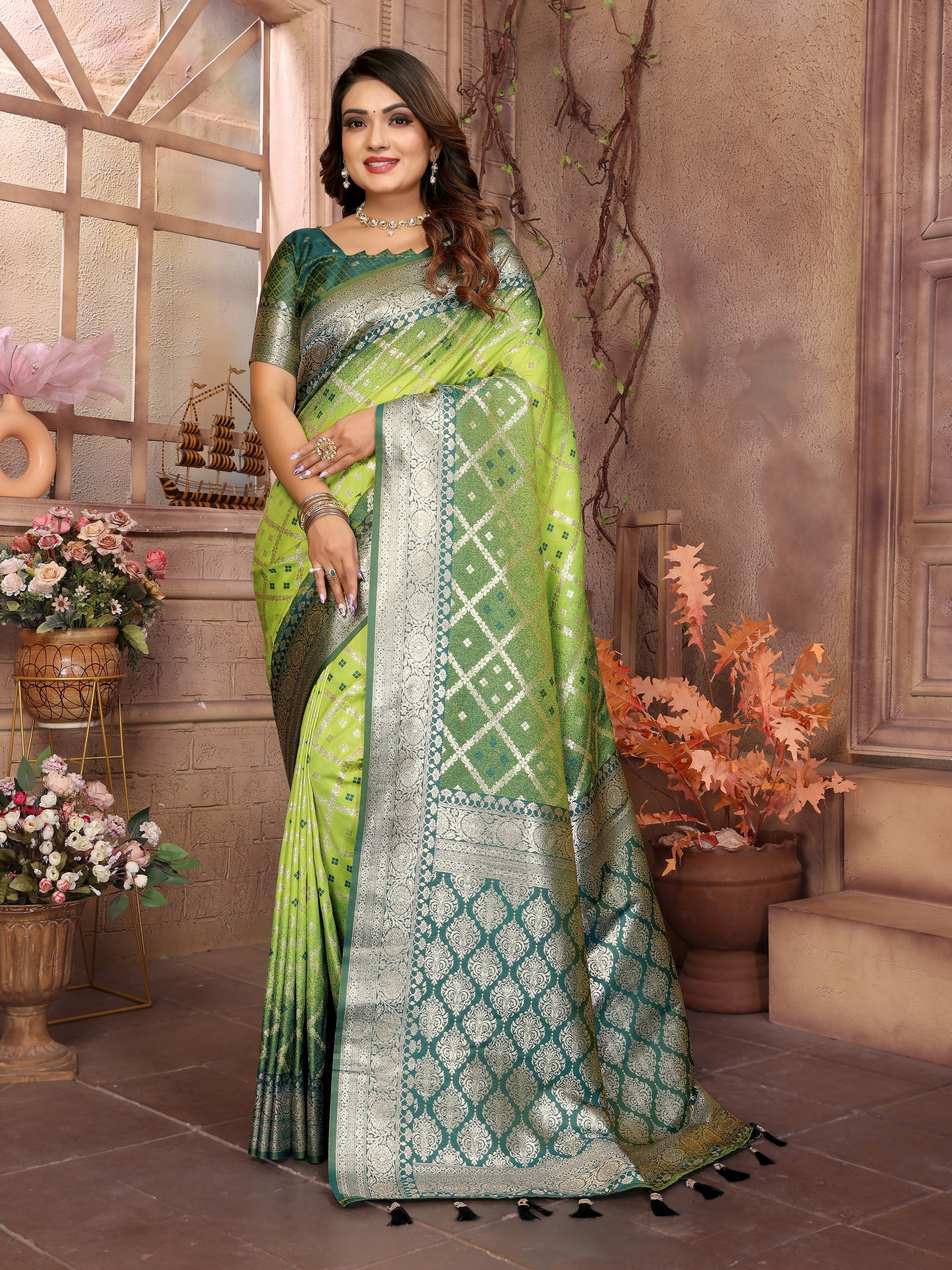Pista Kochi Silk Designer Ethnic Looks Party Saree