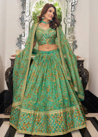 Pista Lehenga Choli With Thread, Zari, Dori And Sequins Embroidery Work