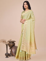 Pista Organza Woven Designer Traditonal Wear Saree