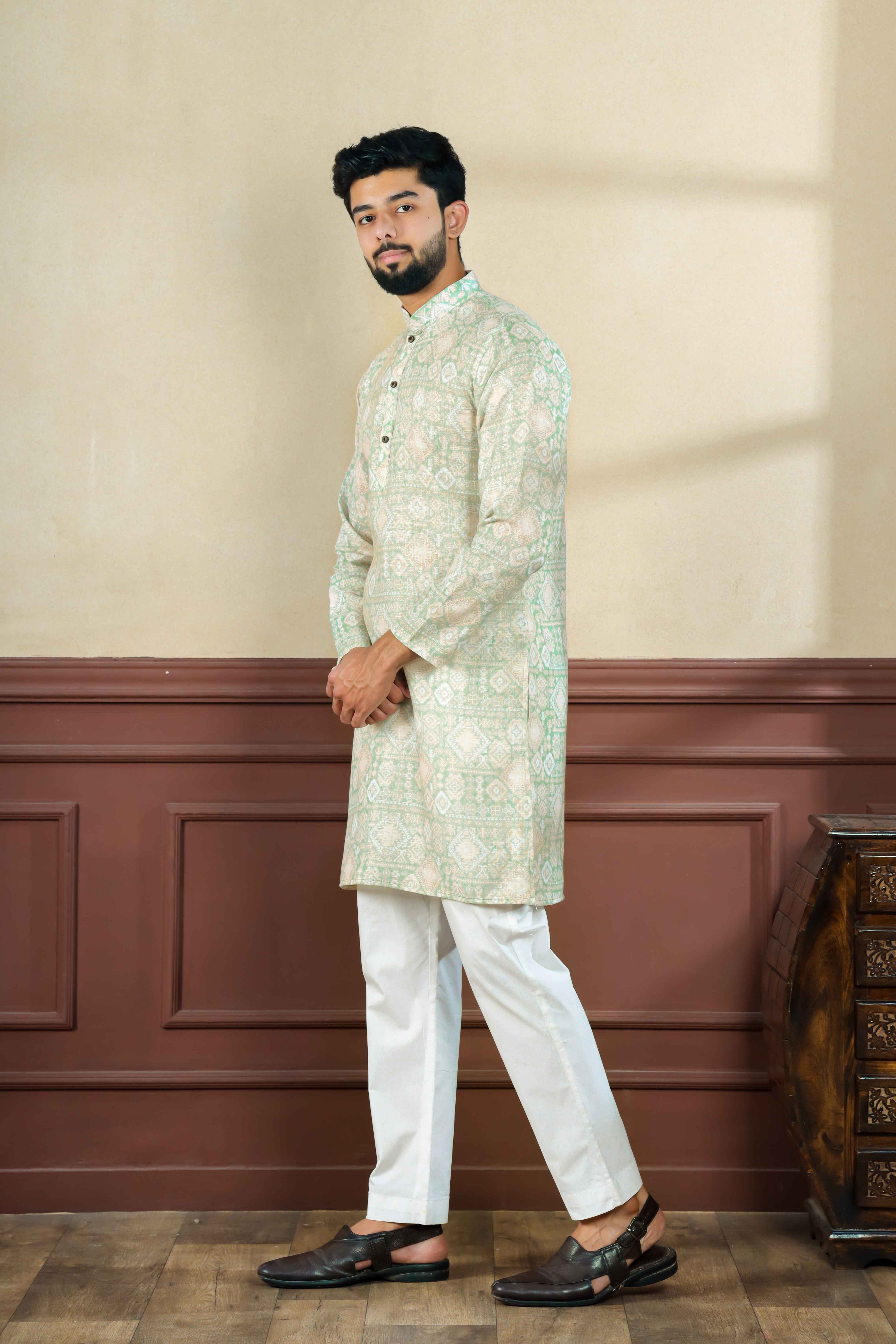 Pista Sophisticated Kurta Pajama for Ceremonial Wear