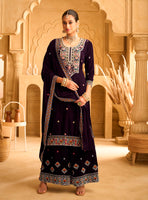 Purple Anarkali Suit With Heavy Embroidery Work