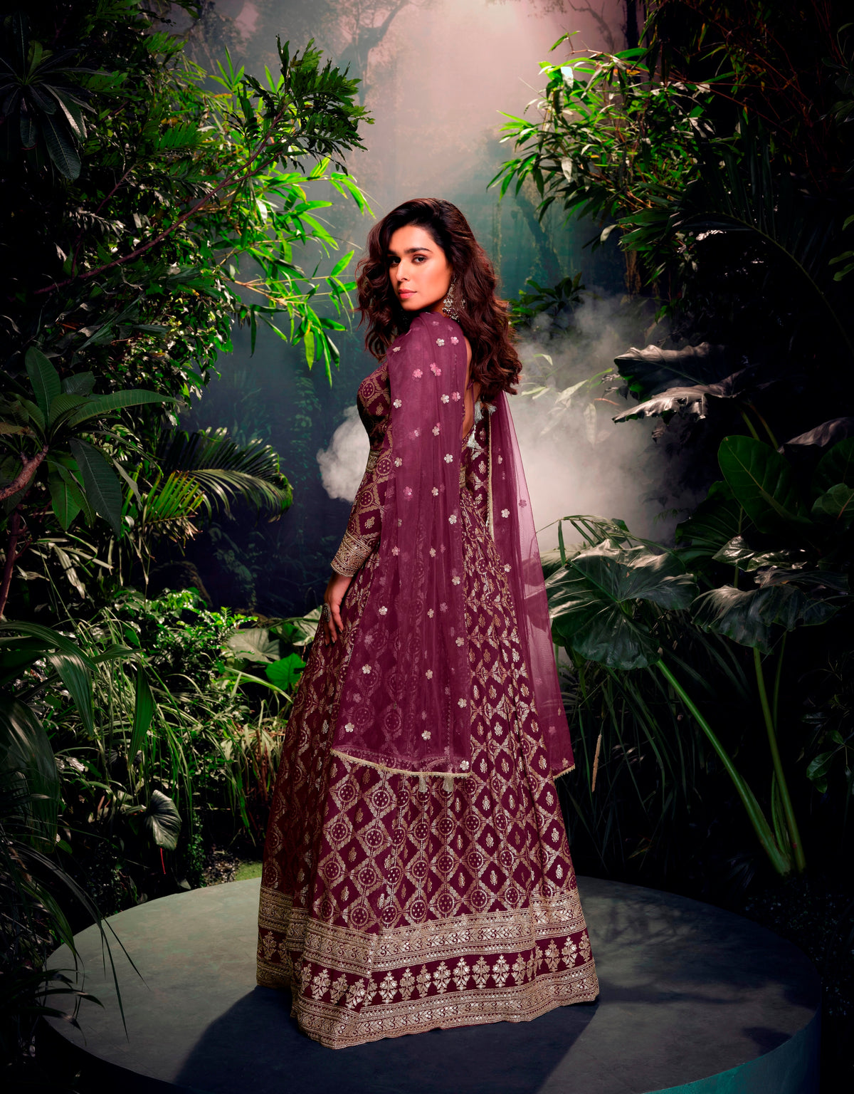 Purple Anarkali Suit With Heavy Embroidery Work