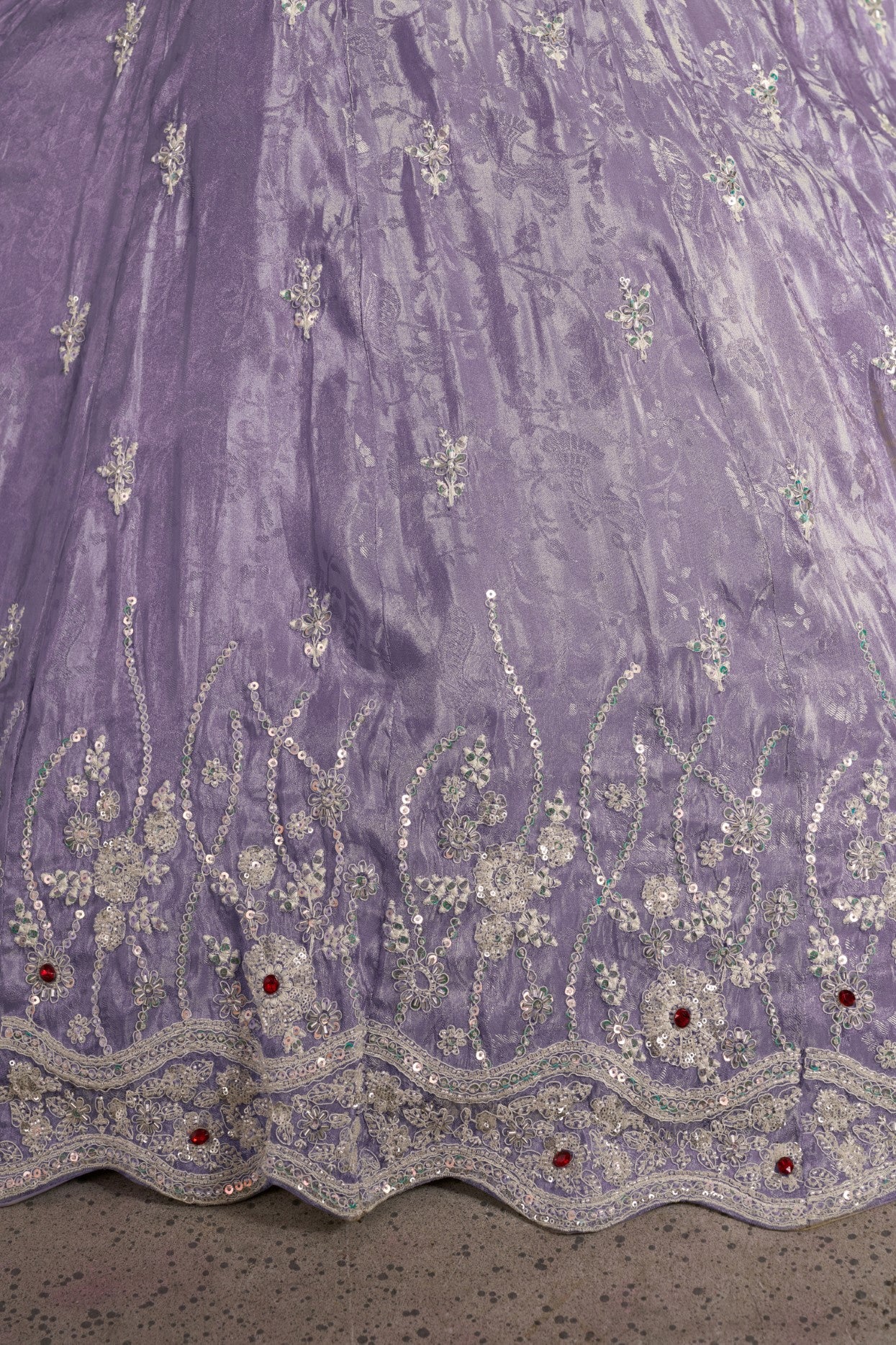 Purple Banarasi Jari Tissue Bead Embellished Wedding Lehenga Choli