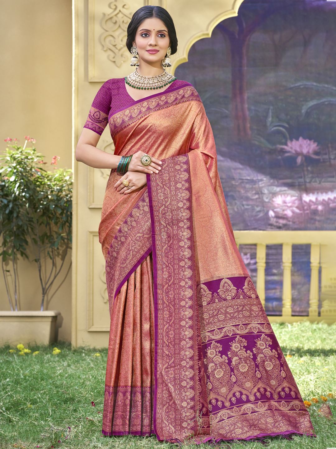 Purple Banarasi Silk Festive Wear Weaving Saree