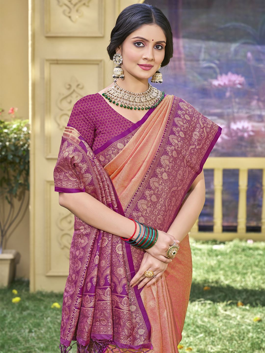 Purple Banarasi Silk Festive Wear Weaving Saree