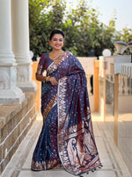 Purple Banarasi Silk Saree With Woven Jacquard Designer Partywear Saree
