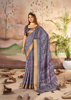 Purple Beautiful Dolla Silk Woven Border Designer With Printed Saree