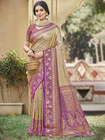 Purple Color Banarasi Silk Festive Wear Weaving Saree