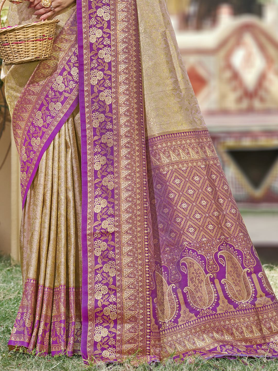 Purple Color Banarasi Silk Festive Wear Weaving Saree