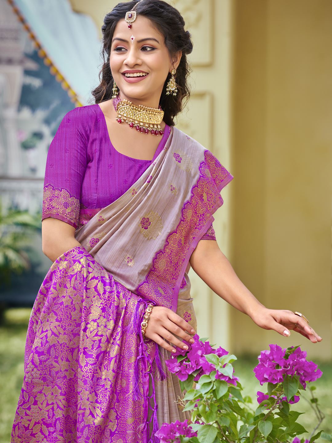 Purple Color Classic Banarasi Silk Saree