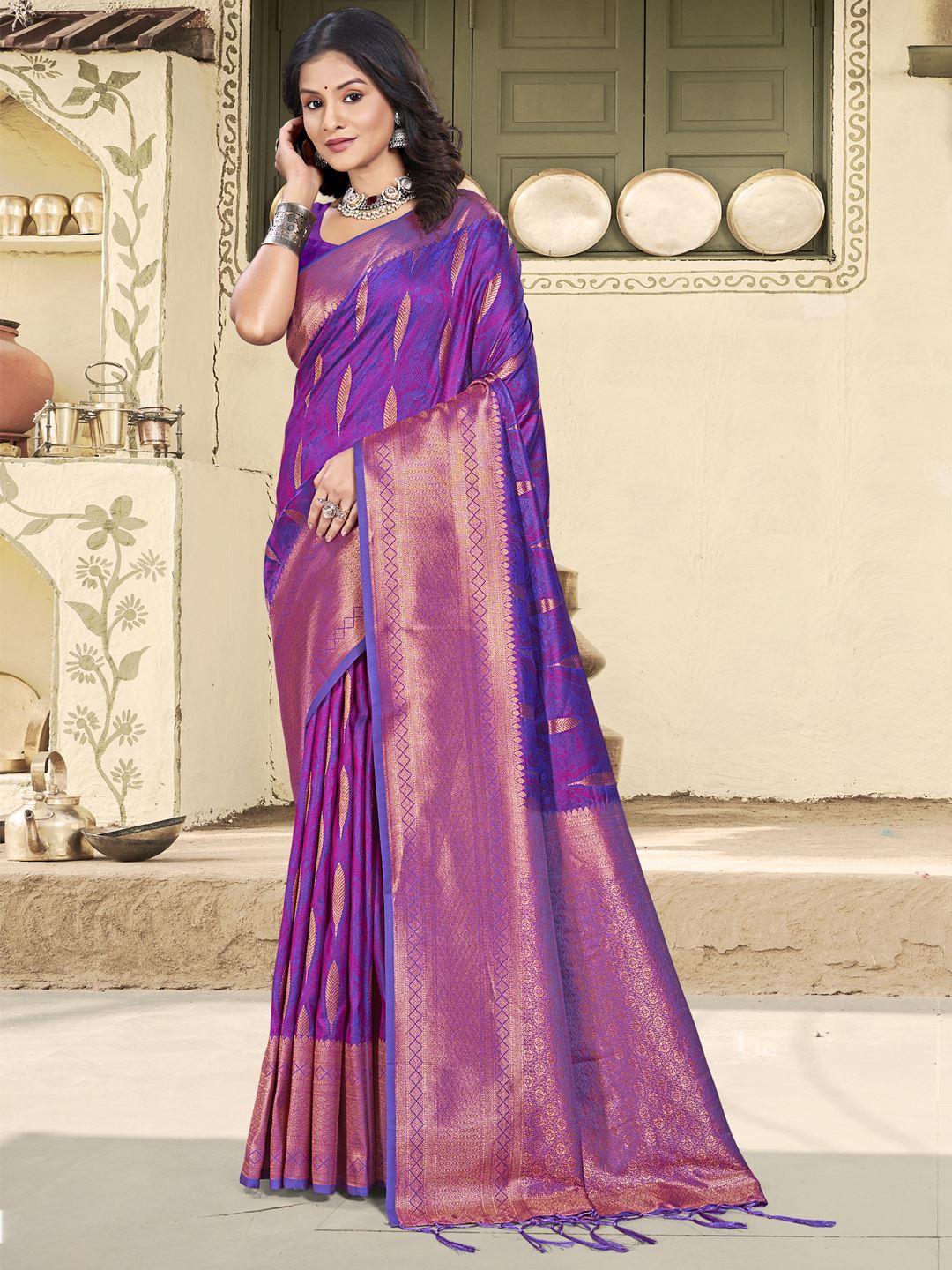 Purple Color Festival Wear Silk Saree