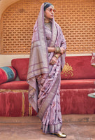 Purple Color Pv Silk Saree With  Smart Floral Print