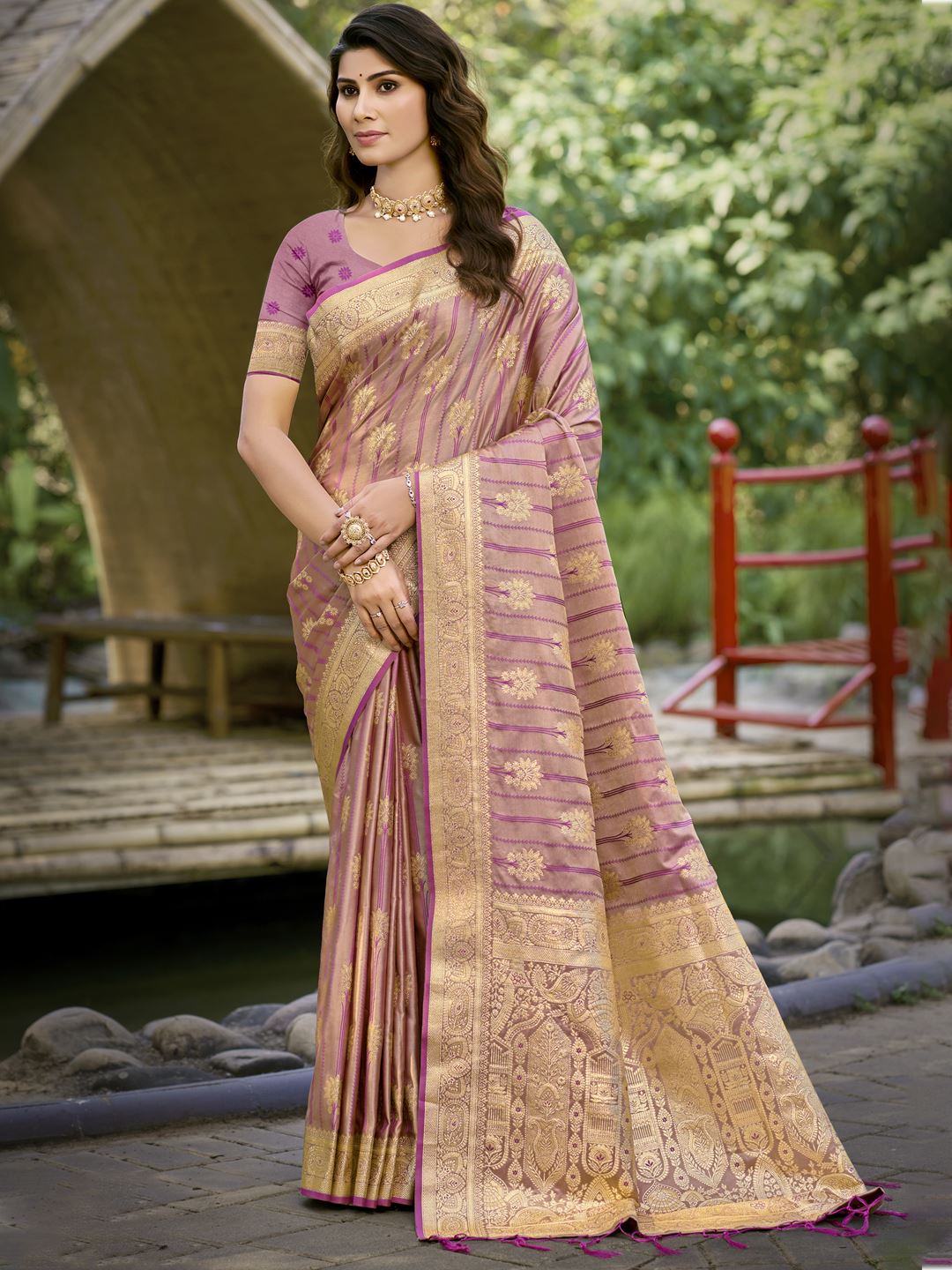 Purple Color Woven Soft Silk Saree