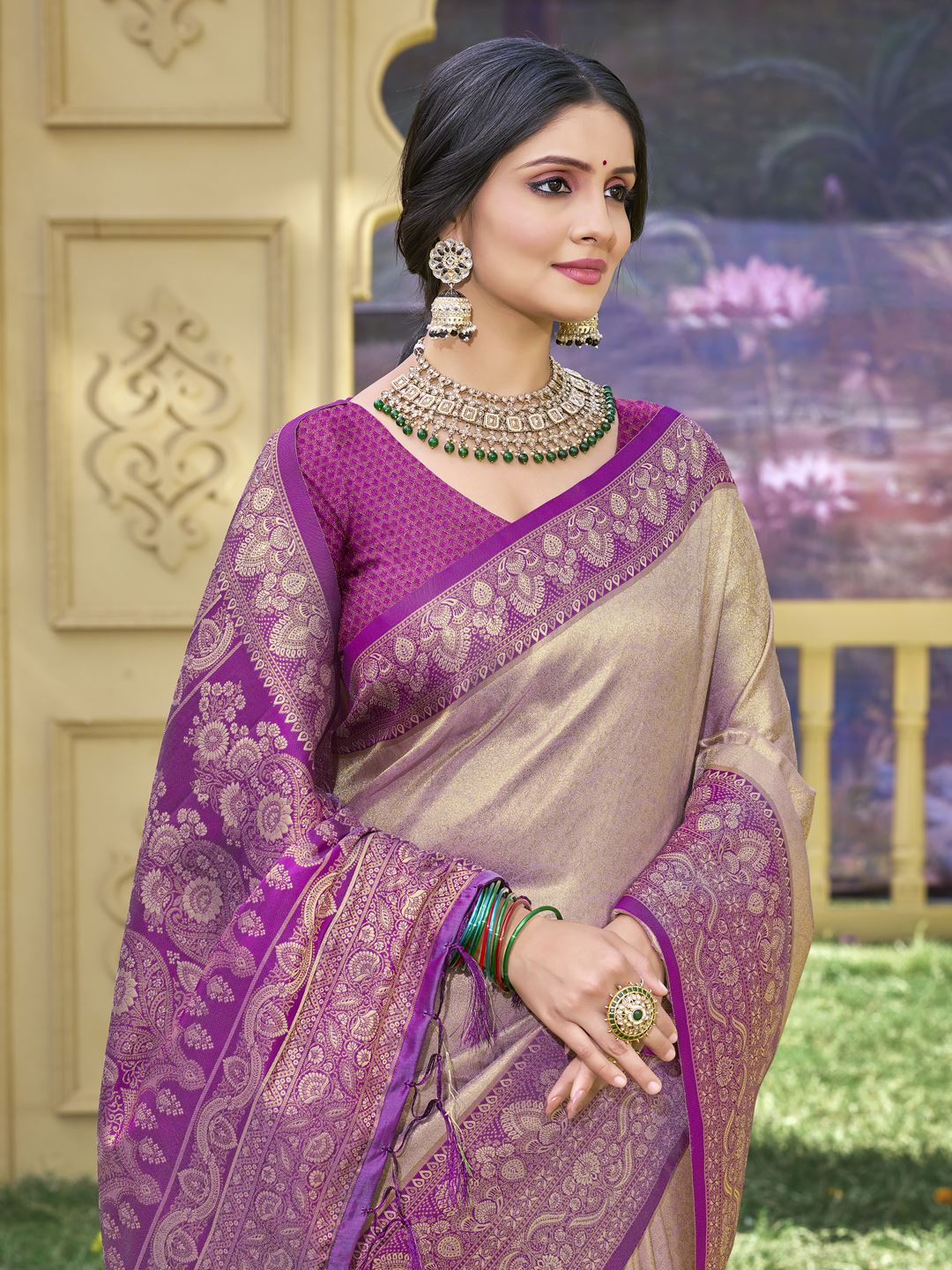 Purple Color Woven Work Banarasi Silk Saree