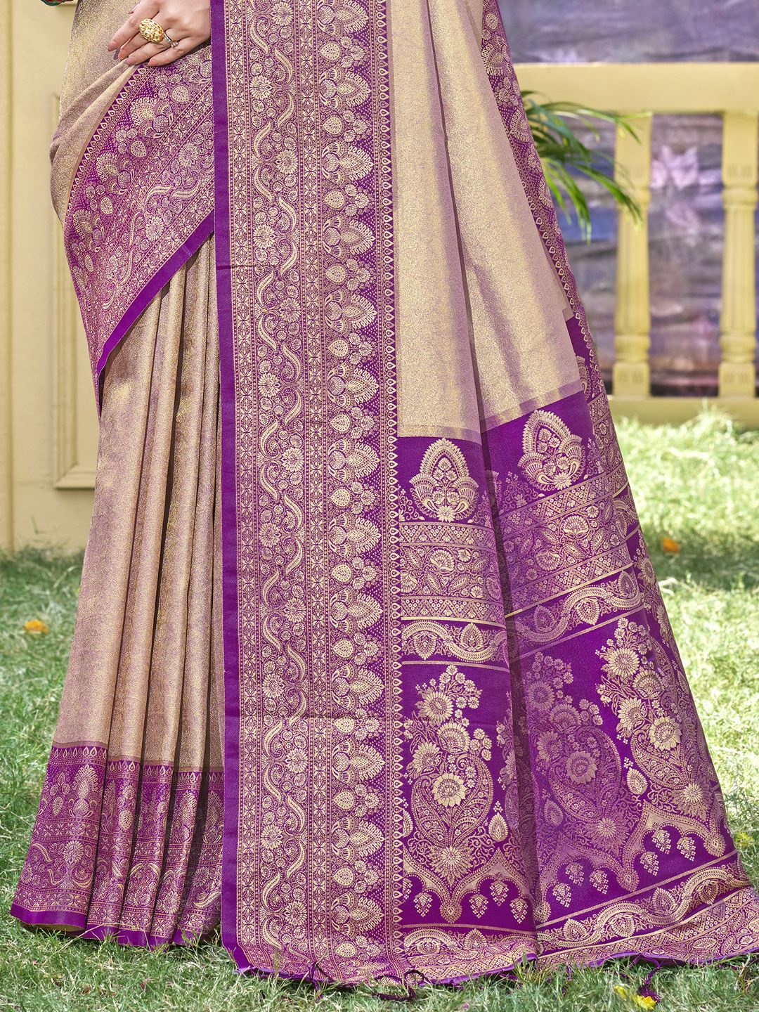 Purple Color Woven Work Banarasi Silk Saree