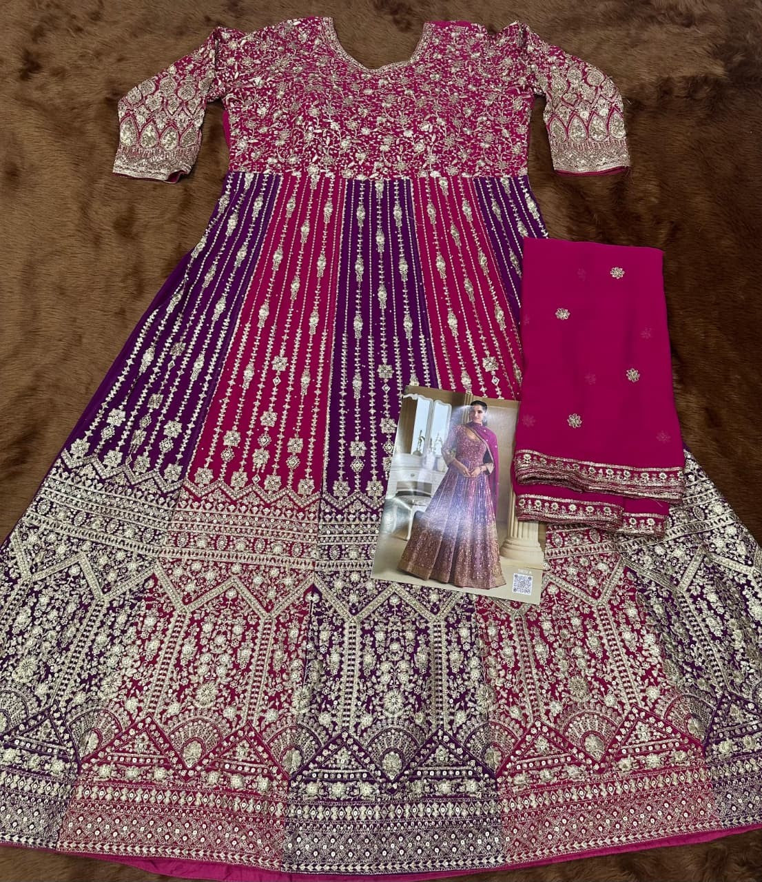 Purple Cotton Designer Suit Set With Elegant Work