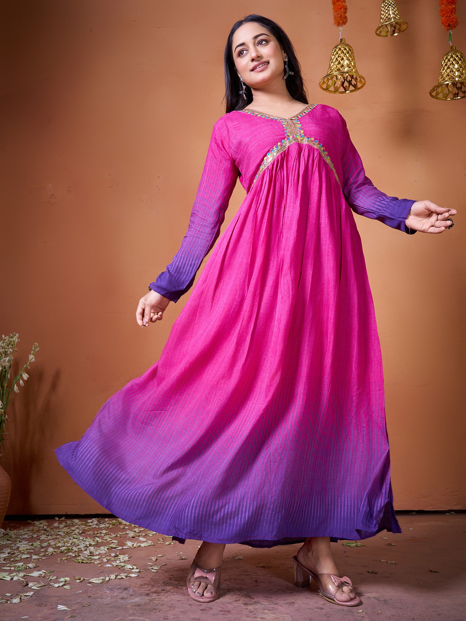 Purple Cotton Silk Designer Suit Set With Elegant Printed Detailing