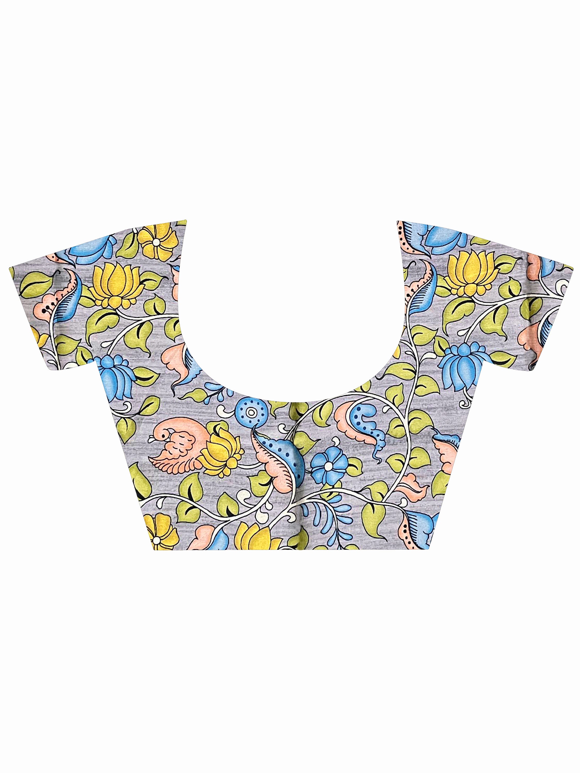 Purple Cotton Silk Saree with Solid Design and Printed Pallu