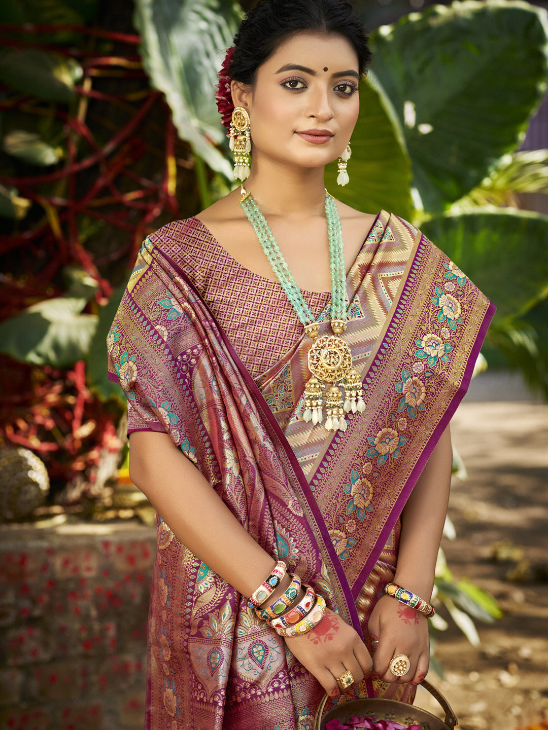 Purple Dharmavaram Silk Saree With Elegant Flow and Traditional Feel