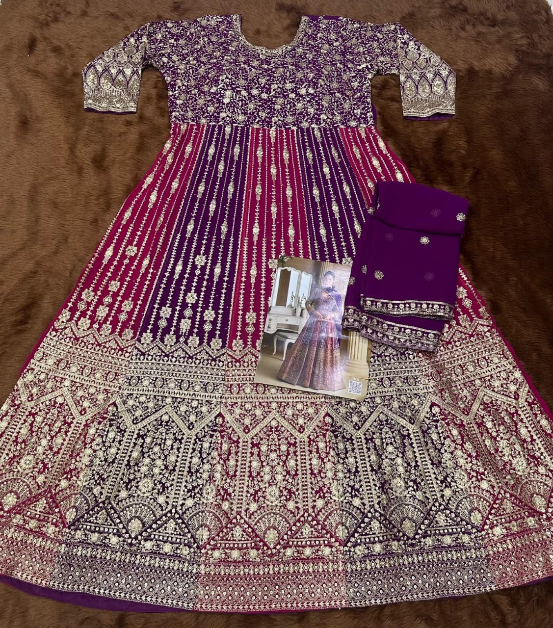 Purple Georgette Designer Suit Set With Intricate Embroidery