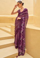 Purple Georgette Printed Saree