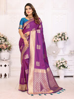 Purple Graceful Soft Silk Saree With Woven Zari Work