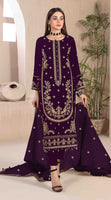 Purple Heavy Designer Suit With Heavy Embroidery Work
