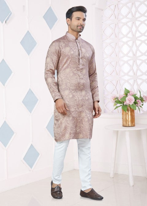 Purple Jacquard Silk Pintex Jacquard Ethnic Festive Kurta Pajama