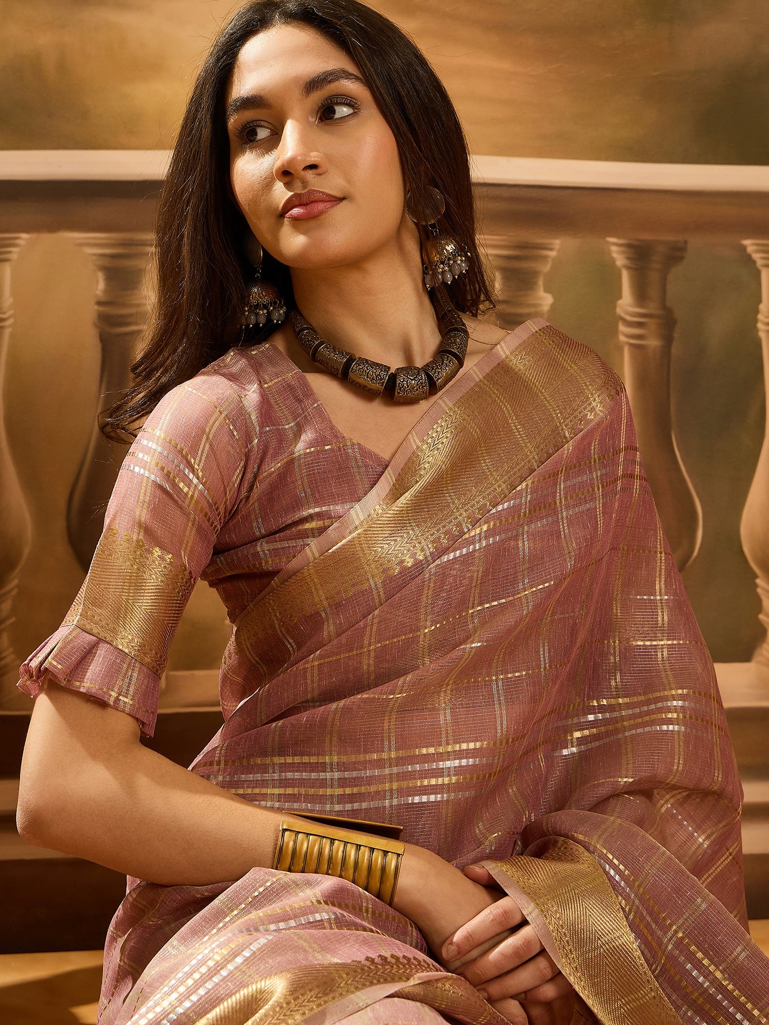 Purple Khadi Organza Woven Jacquard Designer Ethnic Traditional Festive Wear Saree
