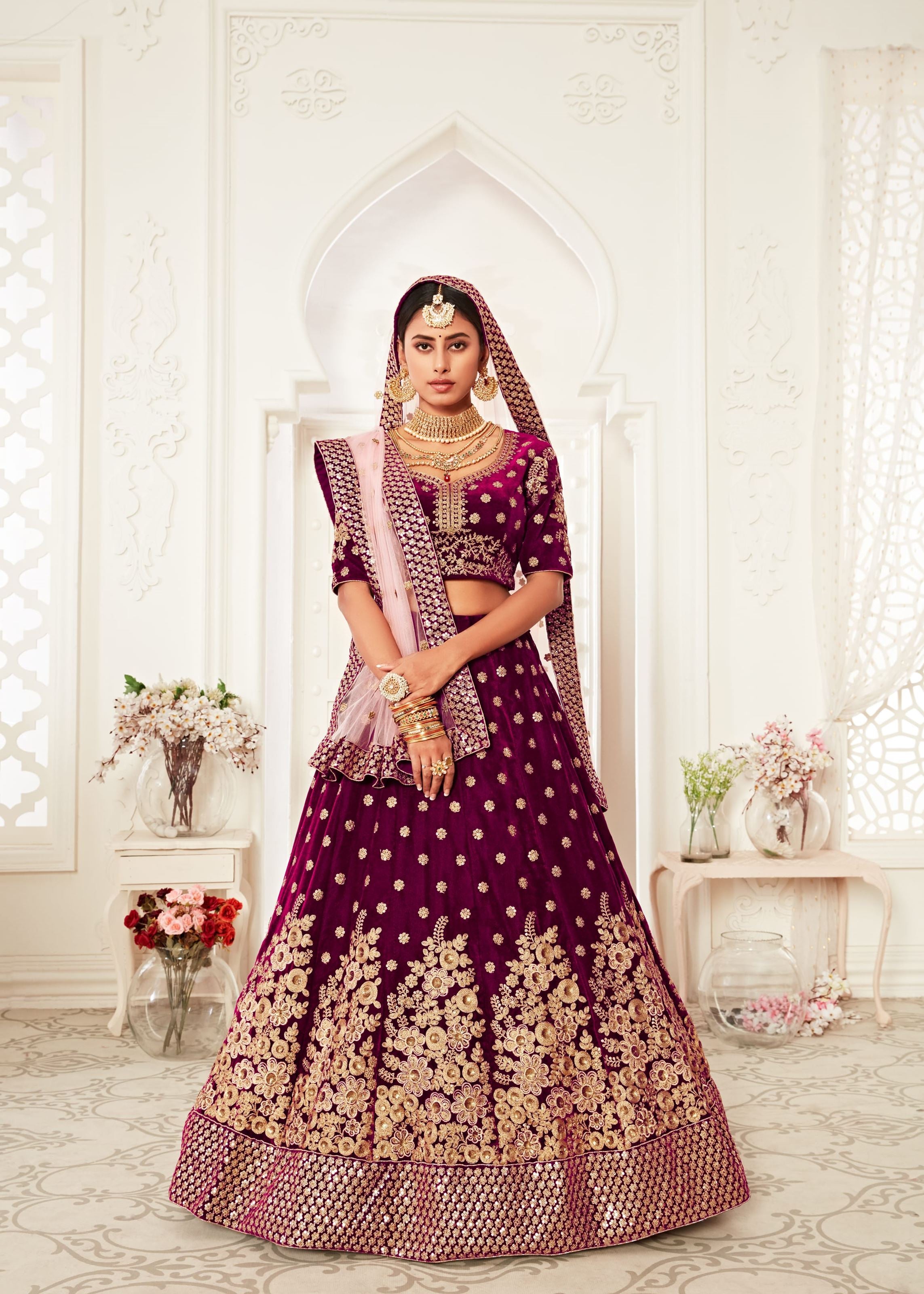 Purple Lehenga Choli With Thread, Zari, Dori And Sequins Embroidery Work