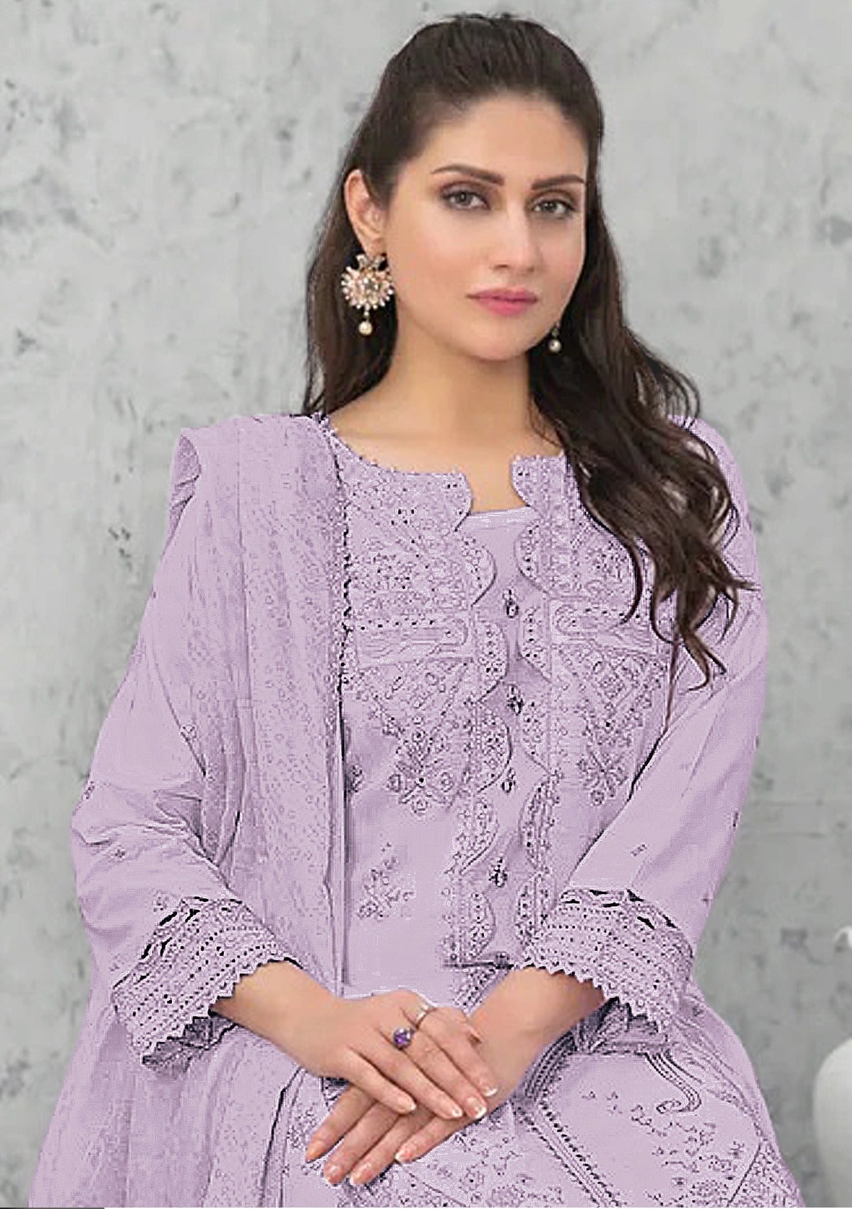 Purple Pakistani Salwar Suit With Heavy Embroidery Work
