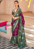 Purple Printed Saree With Jacquared Woven Work