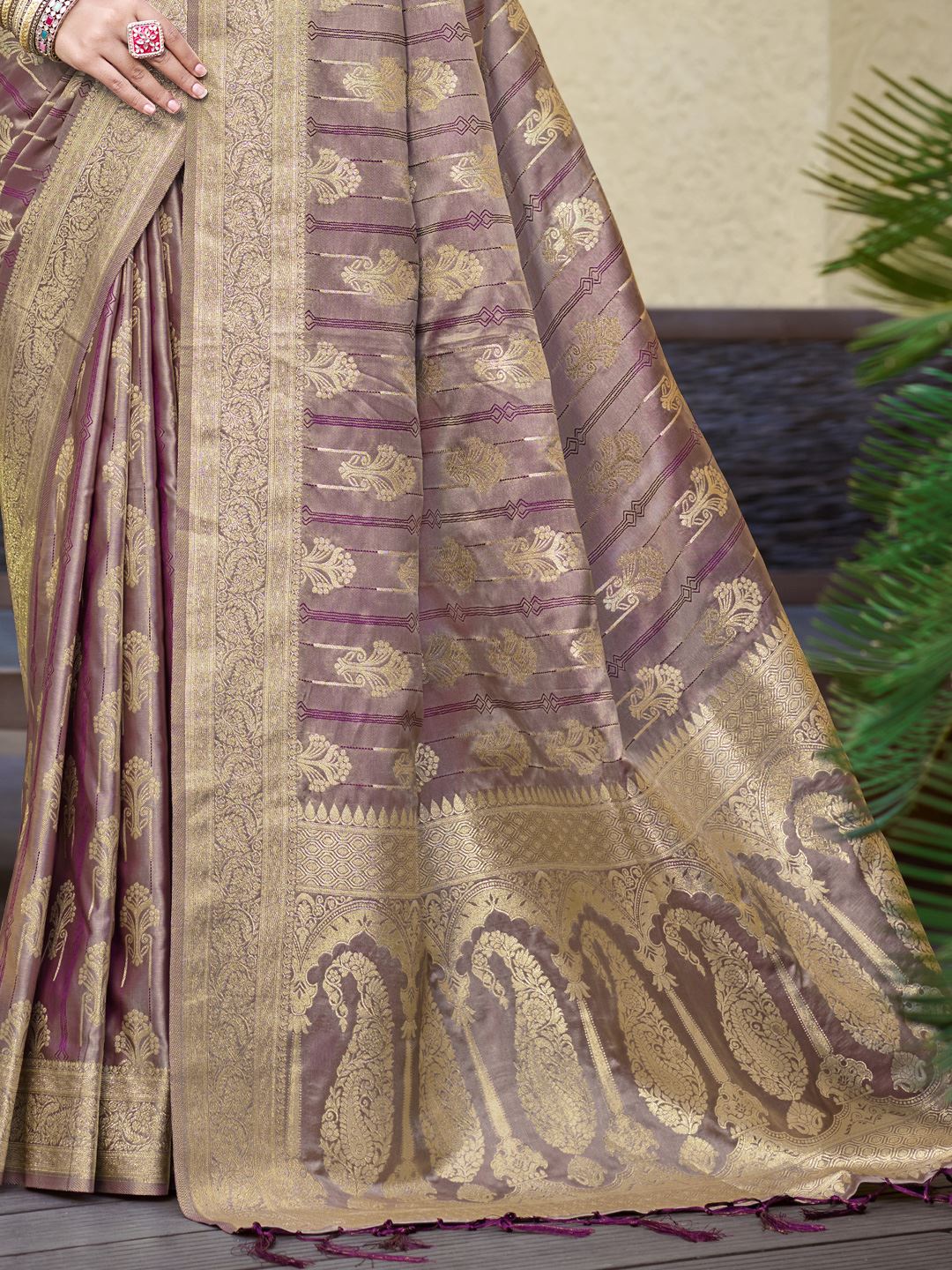 Purple Satin Silk Classic Saree