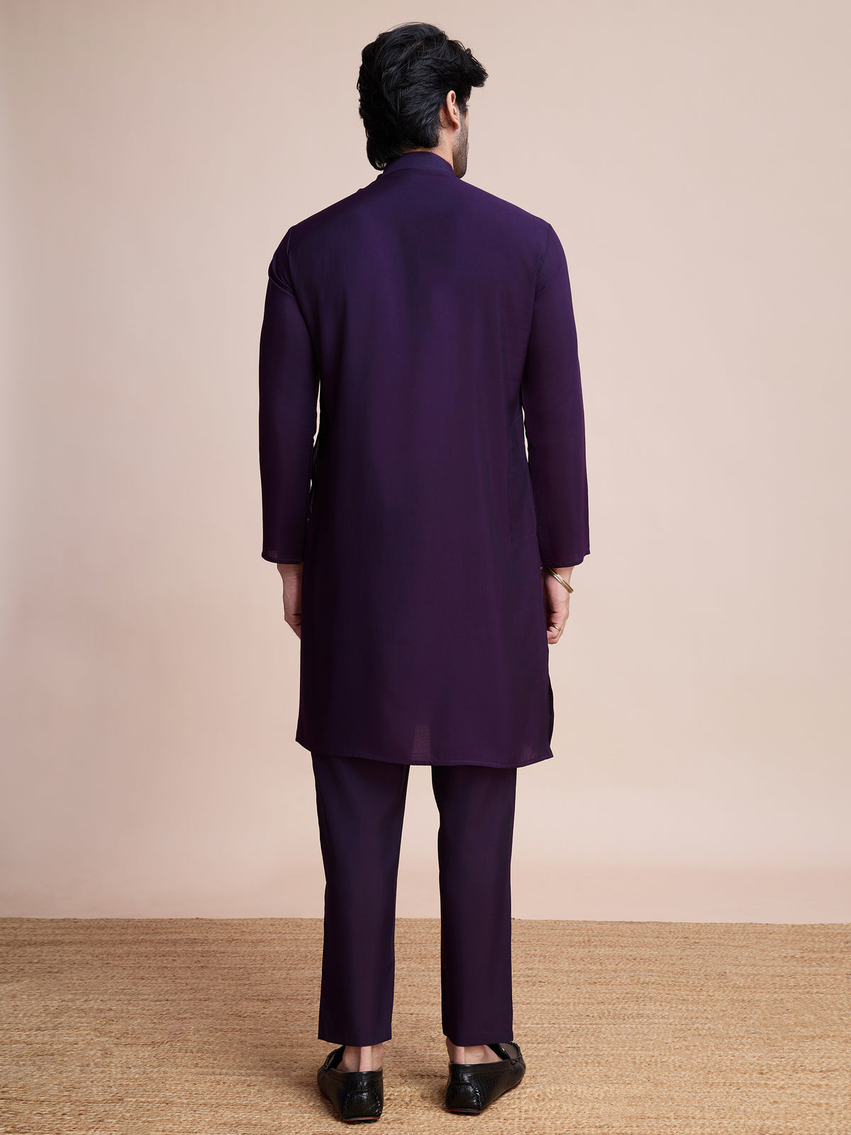 Purple Sequins Embroidered Ethnic Kurta – Elegant and Royal