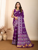 Purple Soft Silk Woven Meenakari Designer Ceremonial Saree