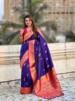 Purple Soft Silk Woven Meenakari Designer Heavy Ceremonial Saree