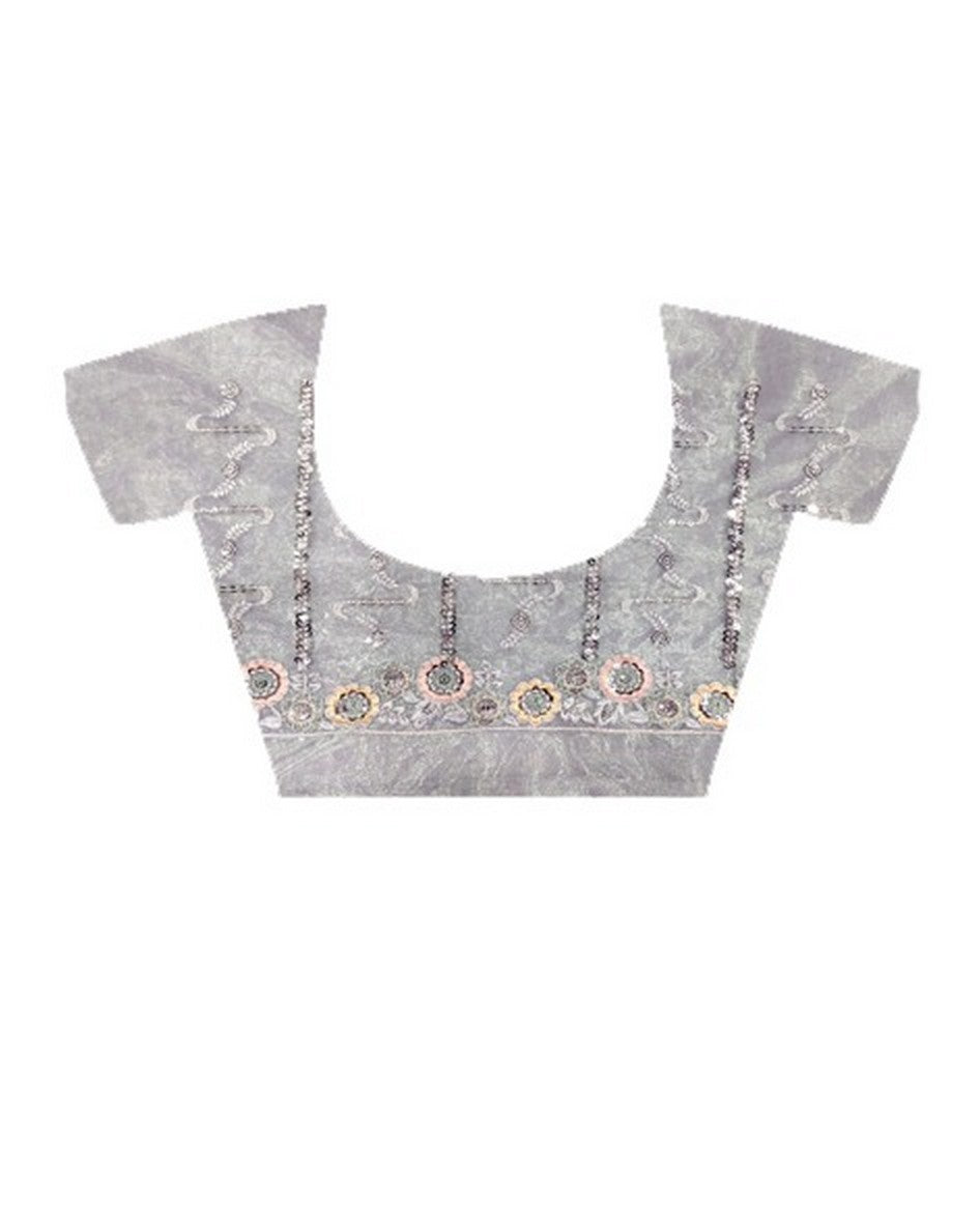 Purple Twill Net Fabric Designer Girlie Saree With Trendy Embroidered Saree