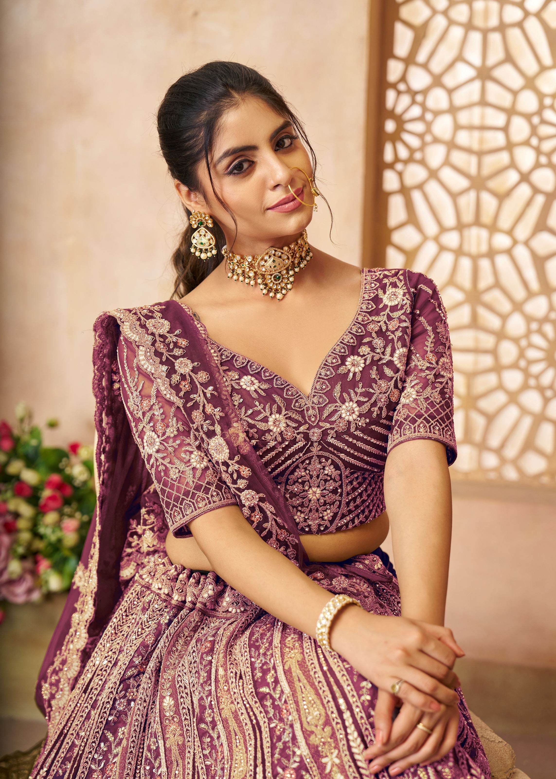 Radiant Purple Bridal lehenga