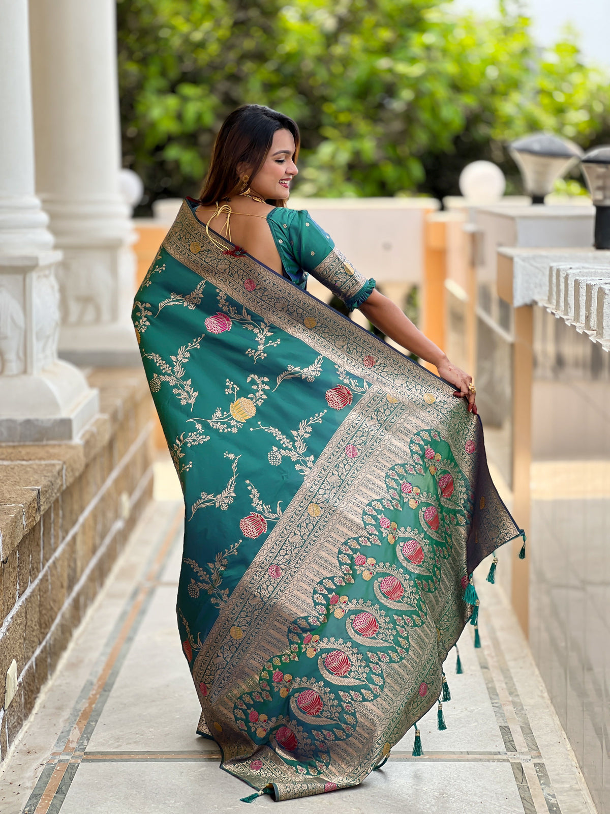 Rama Beautiful Banarasi Silk Woven Meenakari Designer Graceful Ethnic Saree