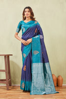 Rama Blue Banarasi Silk Saree with Rich Pallu & Elegant Jacquard Jari Work