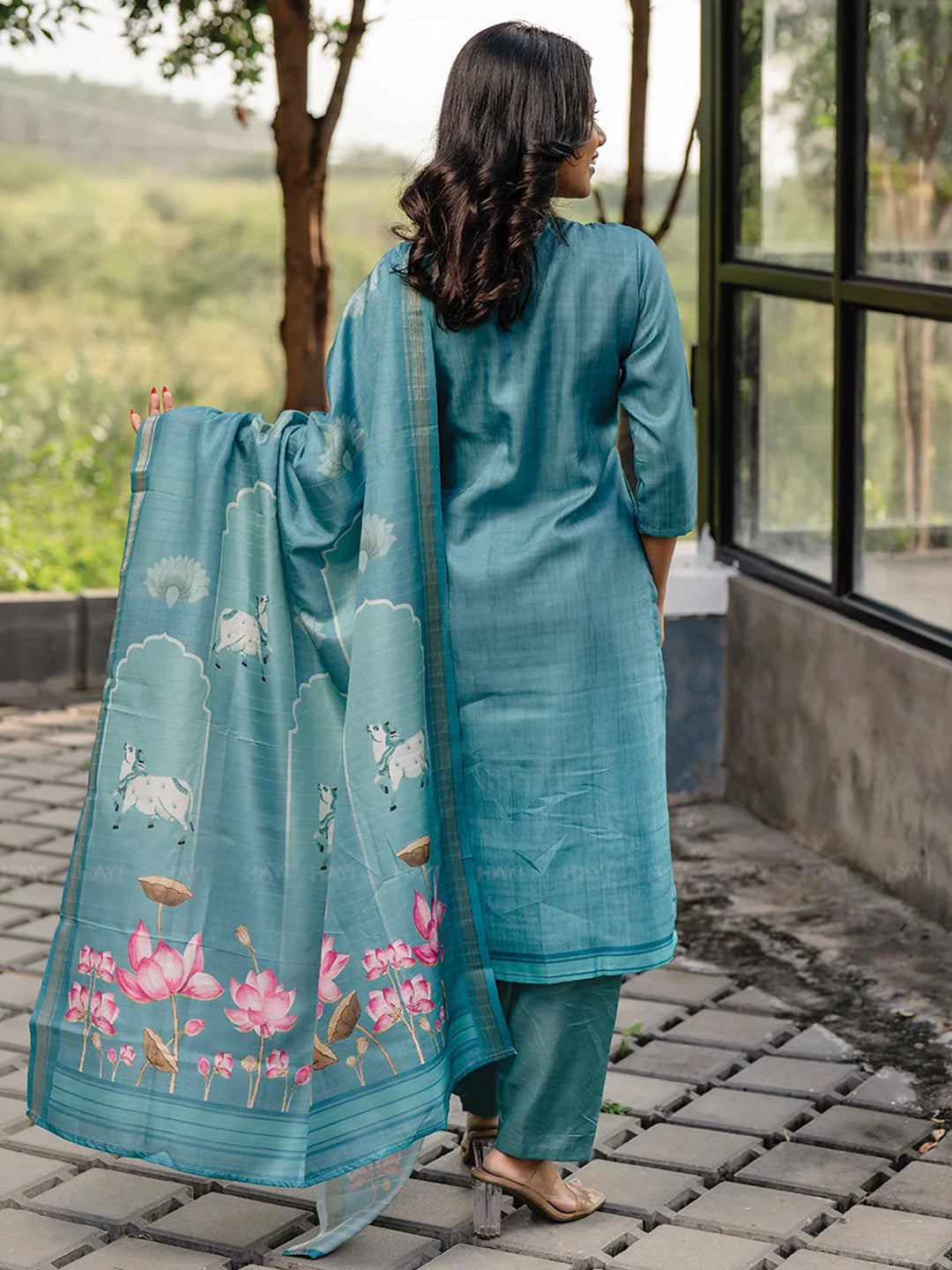 Rama Cotton Kurta Pant Set  Printed