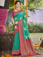 Rama Green Color Silk Weaving Classic  Saree
