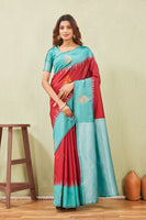 Rama Red Banarasi Silk Saree with Rich Pallu & Elegant Jacquard Jari Work