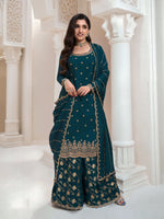 Rama  Sarara Style Salwar Suit With Heavy Embroidery Work
