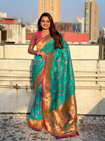 Rama Soft Silk Fabri Woven Paithani Meenakari Designer Ceremonial Saree