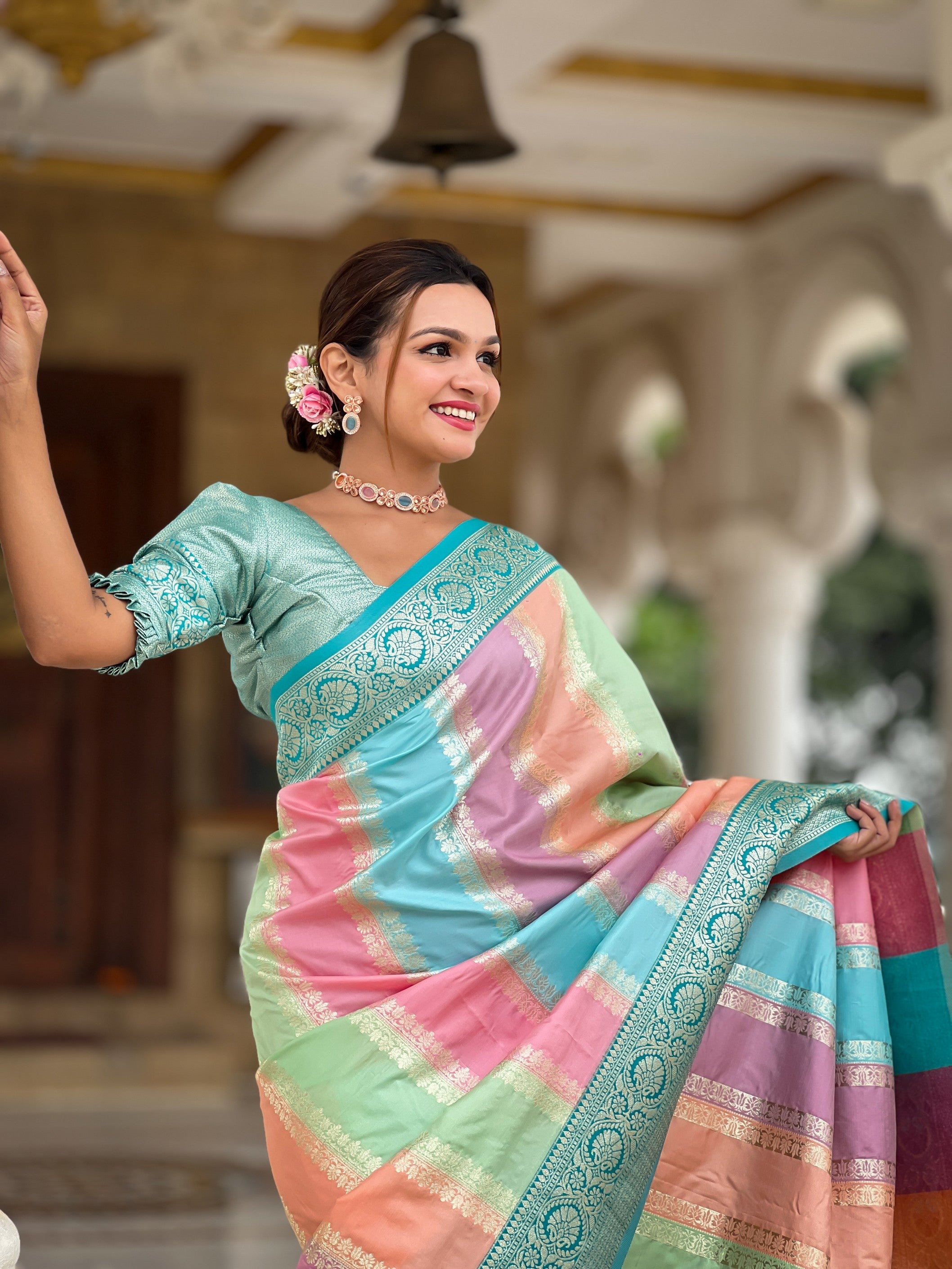 Rama Soft Silk Woven Jacquard Designer Festive Wear Traditional Saree