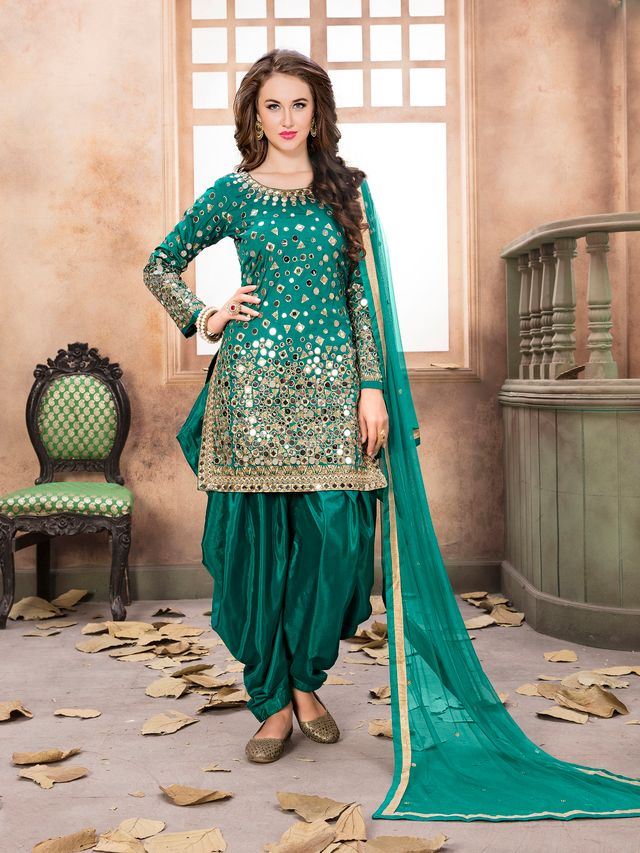 Rama Taffeta Silk embroidered  Patiala Suits